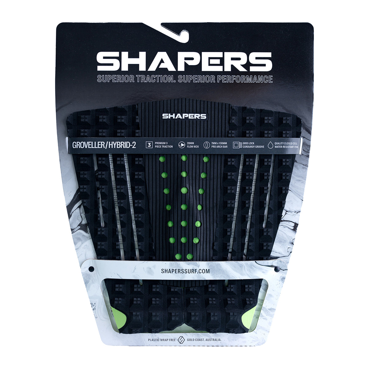 Groveller Hybrid Traction Pad 3 Piece : Black/Green