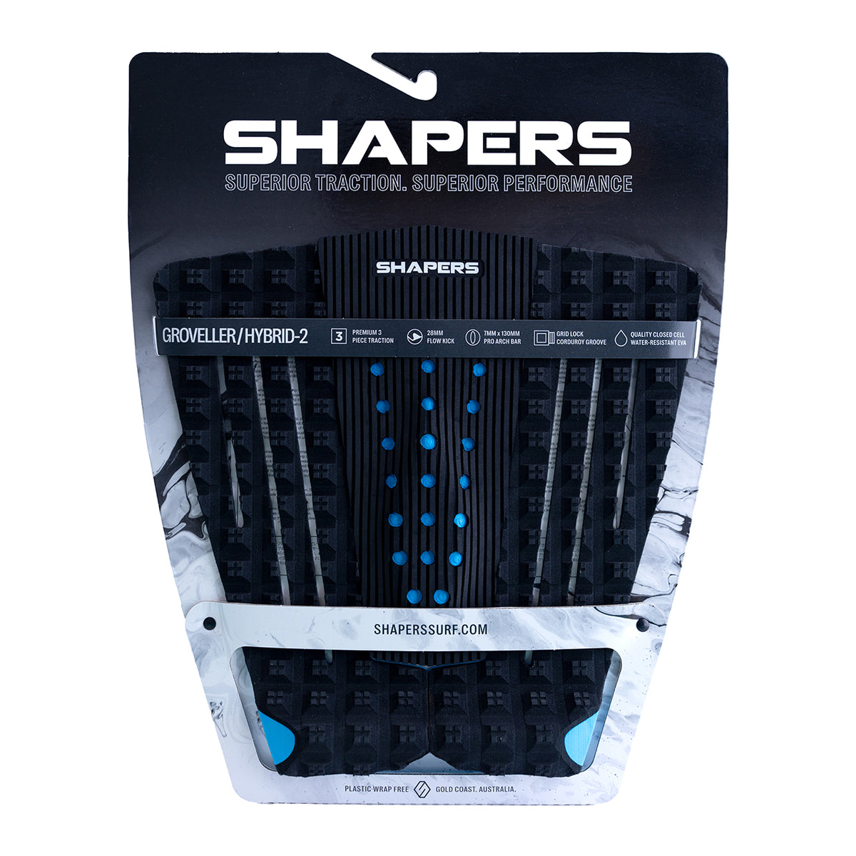 Groveller Hybrid Traction Pad 3 Piece : Black/Blue