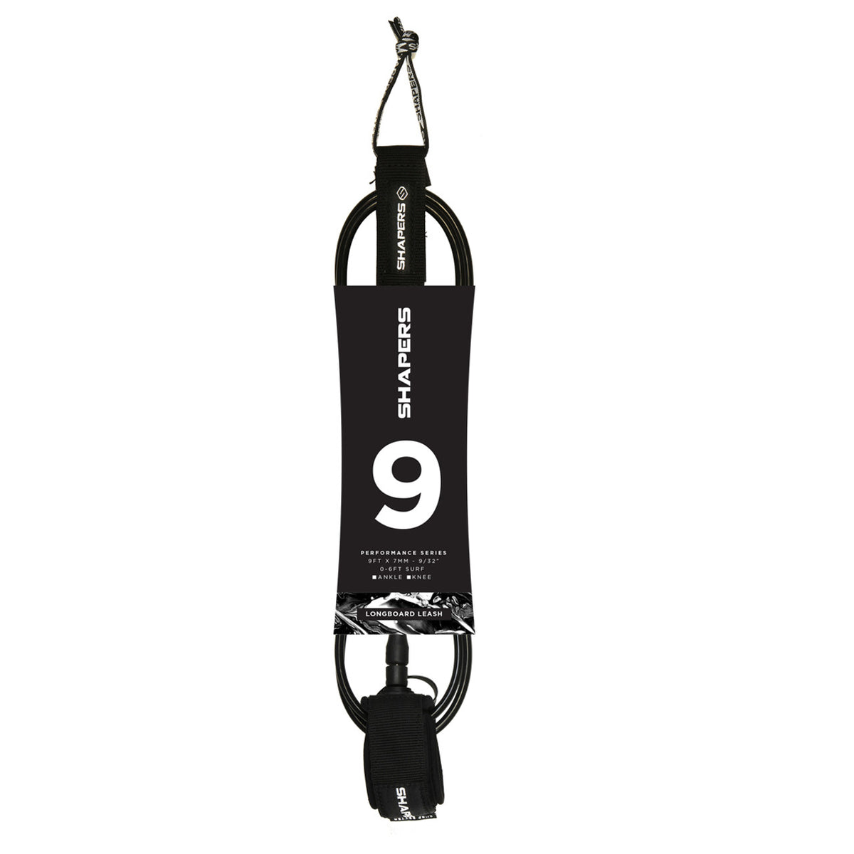 9Ft Longboard Leash Knee : Black