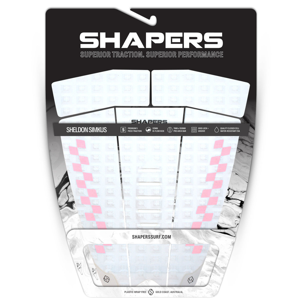 Sheldon Simkus Pro Model 5 & 3 Piece Traction : White / Pink